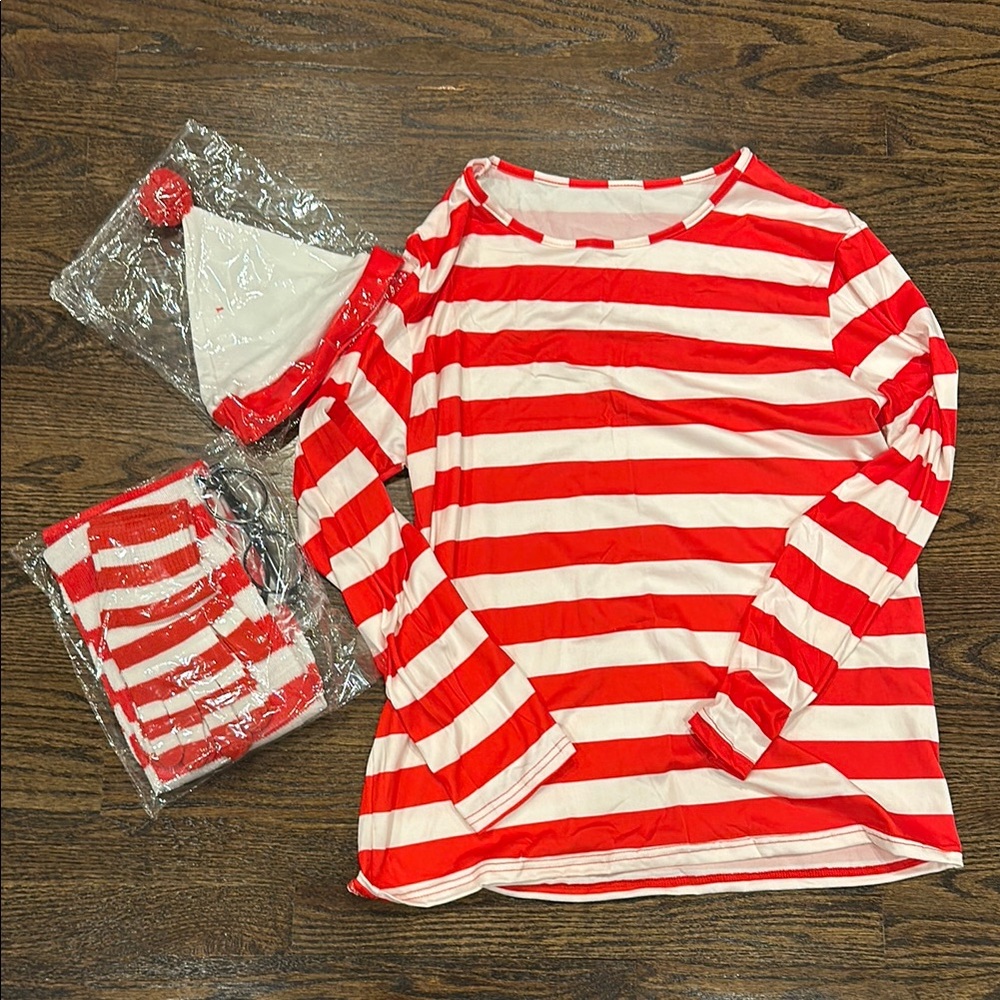 Where’s Waldo? Red and White Striped Women's Top